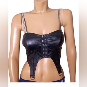 Daisy Black Tank Top with Silver Straps